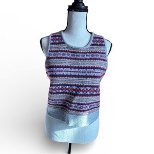 J.Crew Fair Isle Sweater Shell In Boiled Wool Heather Medium Grey Multi S